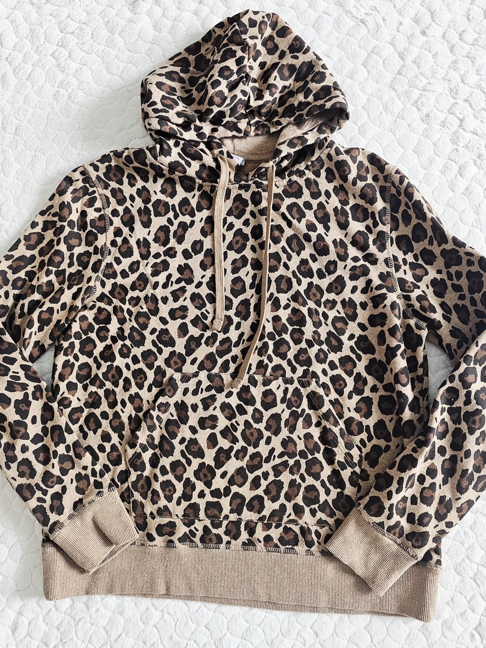 Amazon Essentials Leopard Print Hooded Sweatshirt - Tan/Brown